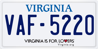 VA license plate VAF5220