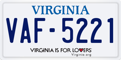 VA license plate VAF5221