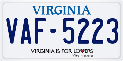 VA license plate VAF5223