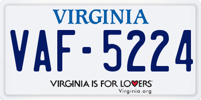 VA license plate VAF5224