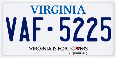 VA license plate VAF5225
