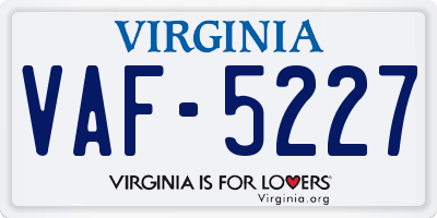 VA license plate VAF5227