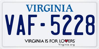 VA license plate VAF5228