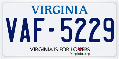VA license plate VAF5229