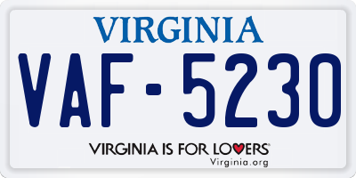 VA license plate VAF5230
