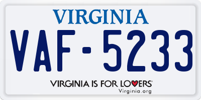 VA license plate VAF5233
