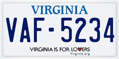 VA license plate VAF5234