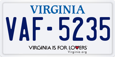 VA license plate VAF5235
