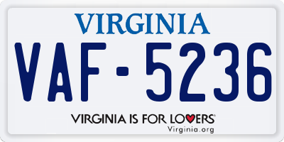 VA license plate VAF5236