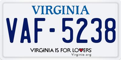 VA license plate VAF5238