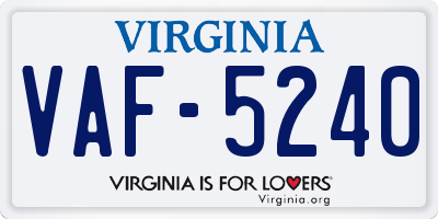 VA license plate VAF5240