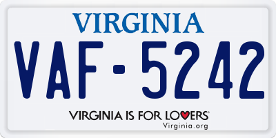 VA license plate VAF5242