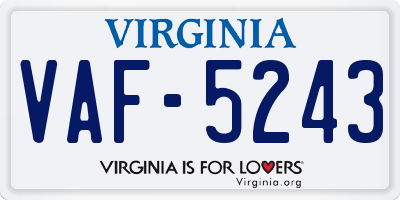VA license plate VAF5243