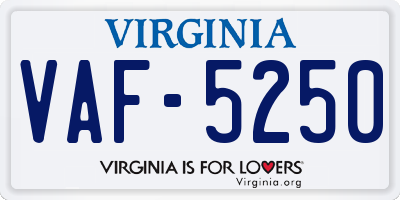 VA license plate VAF5250