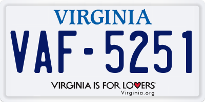 VA license plate VAF5251