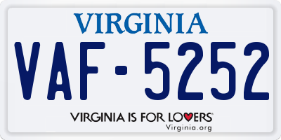 VA license plate VAF5252