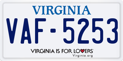 VA license plate VAF5253