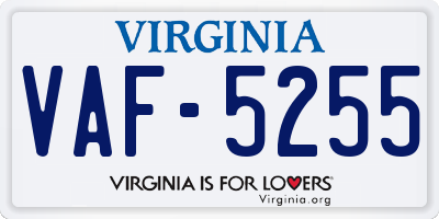 VA license plate VAF5255