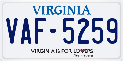 VA license plate VAF5259
