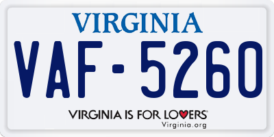 VA license plate VAF5260