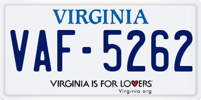 VA license plate VAF5262