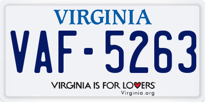 VA license plate VAF5263