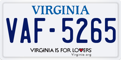 VA license plate VAF5265