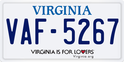 VA license plate VAF5267