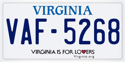 VA license plate VAF5268