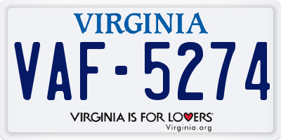 VA license plate VAF5274