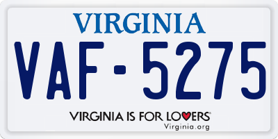 VA license plate VAF5275