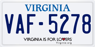 VA license plate VAF5278