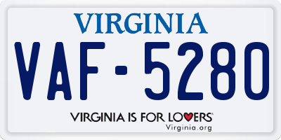 VA license plate VAF5280