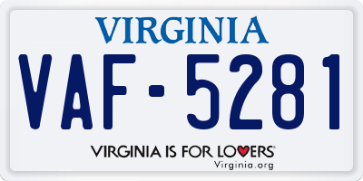 VA license plate VAF5281