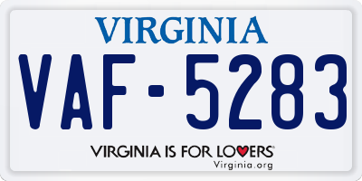 VA license plate VAF5283