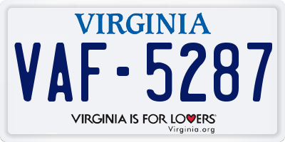 VA license plate VAF5287