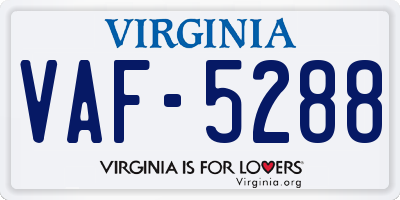 VA license plate VAF5288
