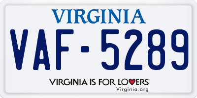VA license plate VAF5289