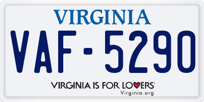 VA license plate VAF5290