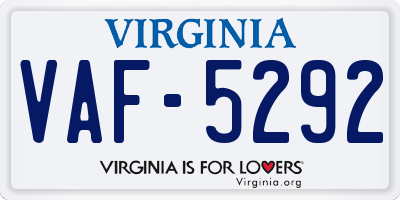 VA license plate VAF5292