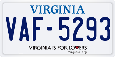 VA license plate VAF5293