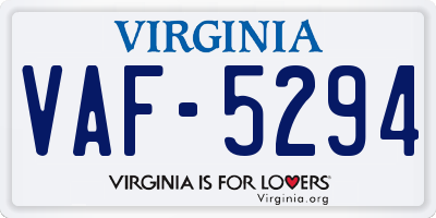 VA license plate VAF5294