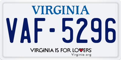 VA license plate VAF5296