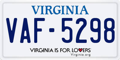 VA license plate VAF5298
