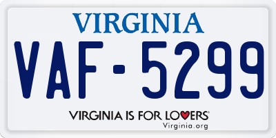 VA license plate VAF5299