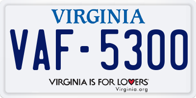 VA license plate VAF5300