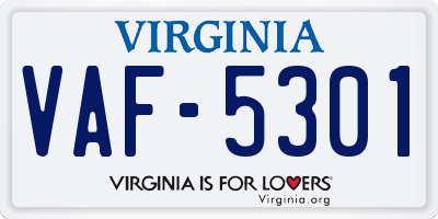 VA license plate VAF5301