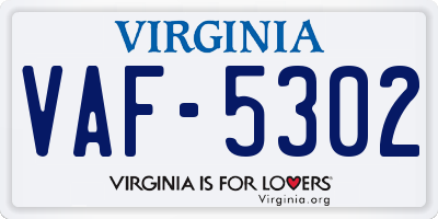 VA license plate VAF5302