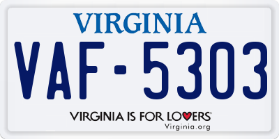 VA license plate VAF5303