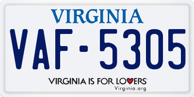 VA license plate VAF5305